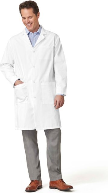 Unisex White Lab Coat Large Pockets Knee Length Large
